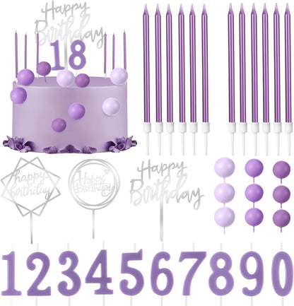 Yerliker 34 Pcs Happy Birthday Cake Toppers Decorations Birthday Candles DIY Cake Decor for Men Women Wedding Anniversary(Gold)