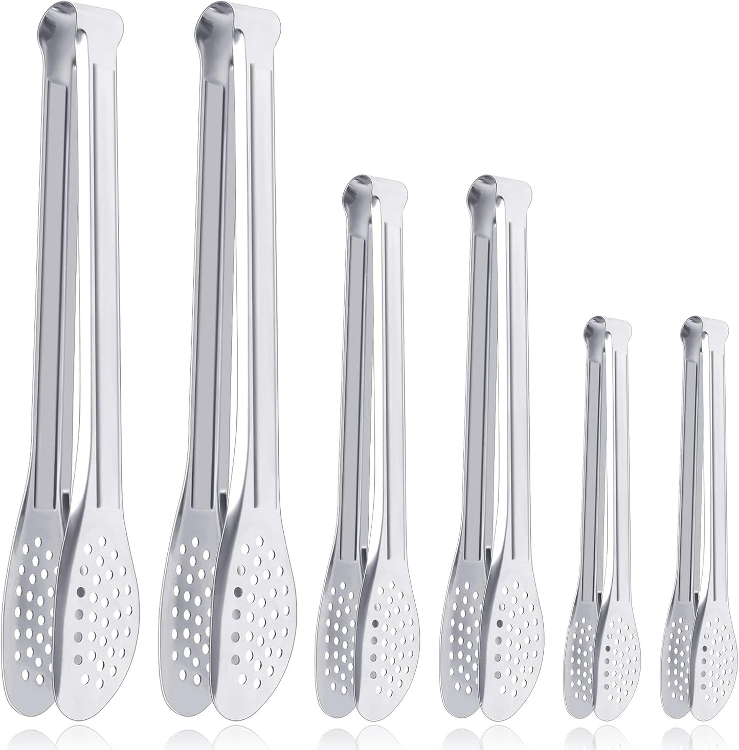 6 Pack Buffet Tongs,Stainless Steel Serving Tongs Serving Utensils 7Inch