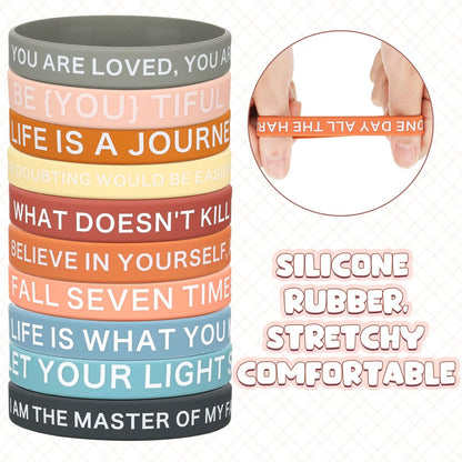 60 Pieces Motivational Quote Rubber Wristbands Colored Inspirational Silicone Bracelets Stretch Unisex Wristbands for Women Men Gifts, 20 Styles