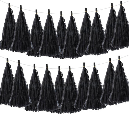 MECCANIXITY 20Pcs Light Blue Tassel Garland Banner with Rope Tissue Paper Tassels Party DIY Kits for Anniversary Wedding Birthday Party