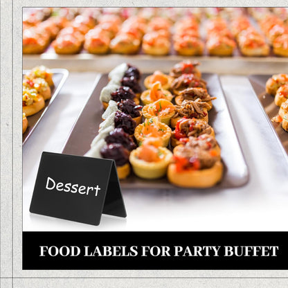 Outus 12 Pcs 4 x 3 Inches Buffet Food Labels Mini Small Chalkboard Signs White Acrylic Food Markers Little Price Signs with 2 Pcs Erasable Marker for Wedding Birthday Bakery Table Display