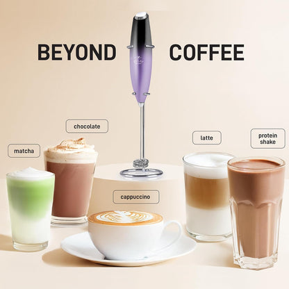 Zulay Kitchen Powerful Milk Frother Wand With Duracell Batteries - Ultra Fast Handheld Drink Mixer - Electric Whisk Foam Maker for Coffee, Lattes, Cappuccino & Matcha - Z1 Motor - Black - Colors C