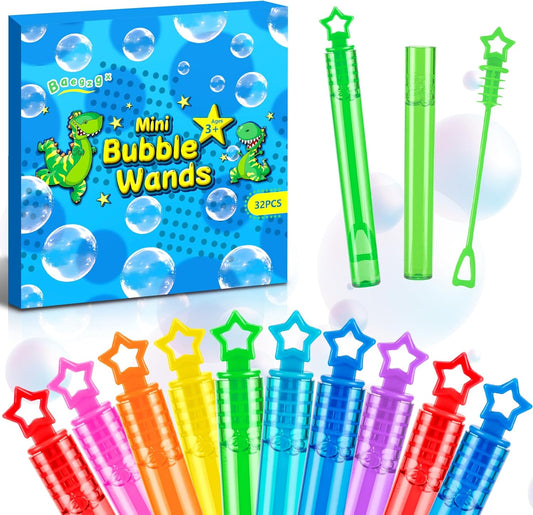 32 PCS Mini Bubble Wands in 8 Colors, Children's Party, Birthday Party, New Year, Christmas, Valentine's Day, Carnival, Ideal Goodie Bag Filling, School Classroom Male and Female Awards