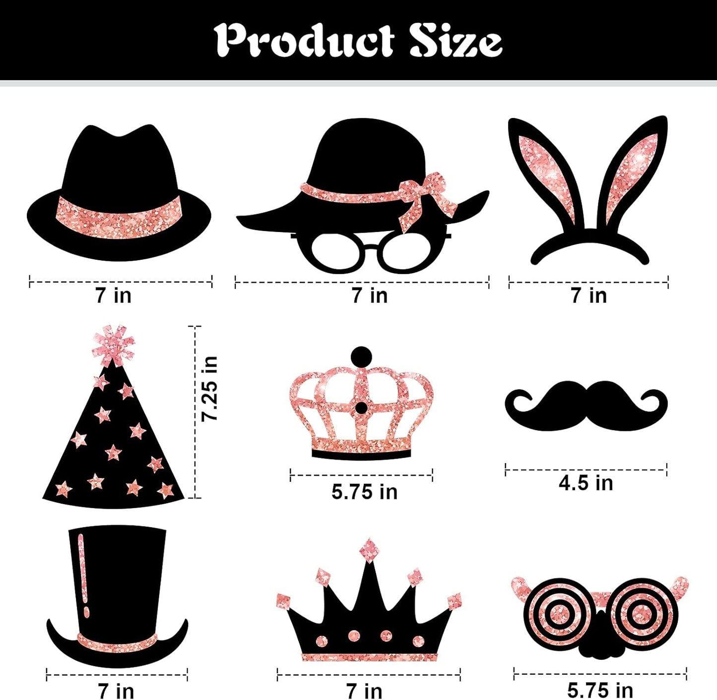 Zonon 24 Pcs Funny Photo Booth Props Class of 2026 Graduation Birthday Wedding Family Class Reunion Prom Disco Party Celebration Decoration Supplies Mix of Hats, Lipstick, Tie(Blue and Black)