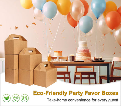 Happyhiram 30 CT Large Welcome Boxes with Handles White, 9x6x6 Gable Gift Easter Boxes Cardboard Paper Party Favor Boxes Barn Style Carry Out Box Recyclable Paper Gift Packaging Boxes for Food Box Lunch Cookies Donuts Baby Shower Bridal Shower Wedding