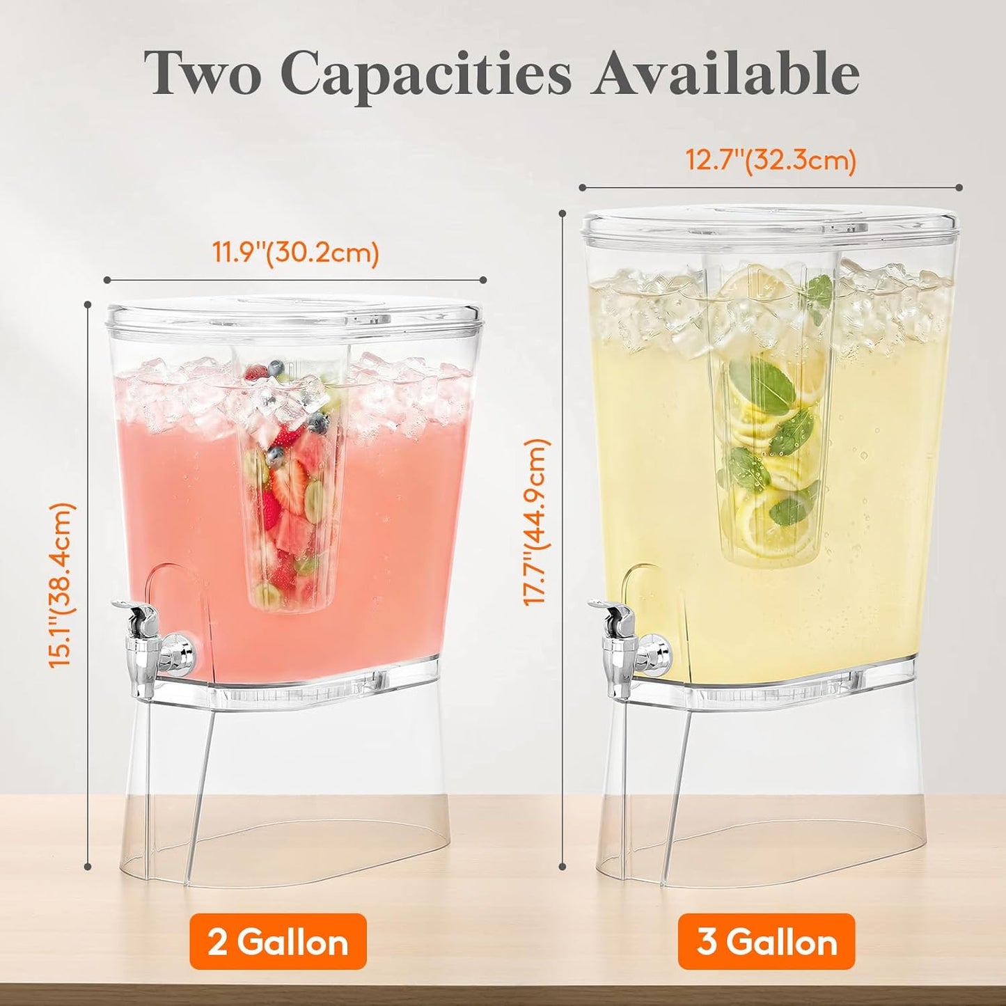 Lifewit 3 Gallon Drink Dispenser for Parties, Large Plastic Beverage Container for Juice/Tea/Soda with Stand & Ice Core, Clear Lemonade Dispenser with Spigot, BPA Free Water Pitcher for Hosting