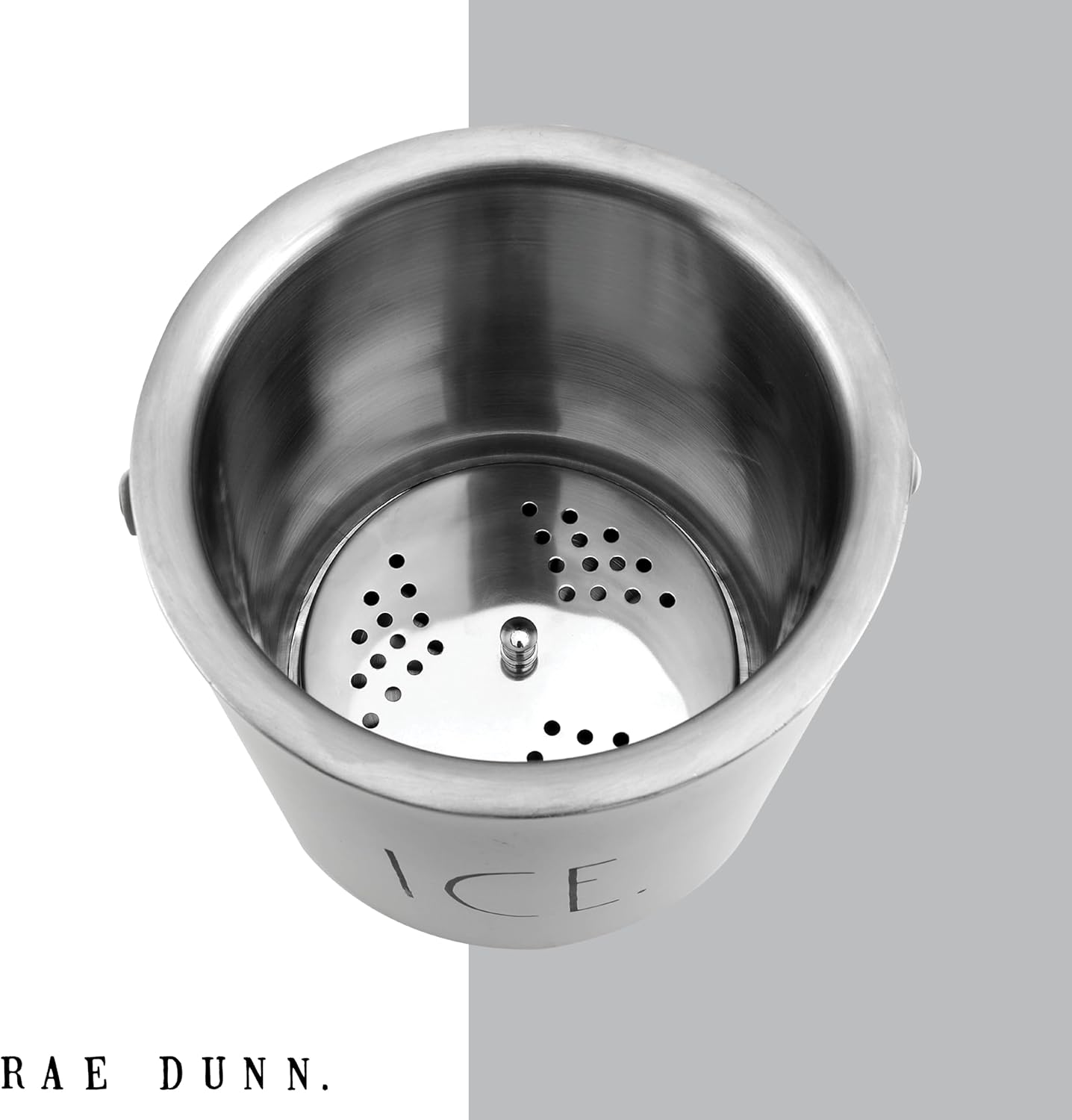 Rae Dunn Ice Bucket with Scoop - Stainless Steel Bucket with Handle, Lid and Ice Scooper - 4 Qt. Storage Bin for Ice Cubes for Bars, Parties, Backyard Barbeques, Picnics, and Camping (Sage)