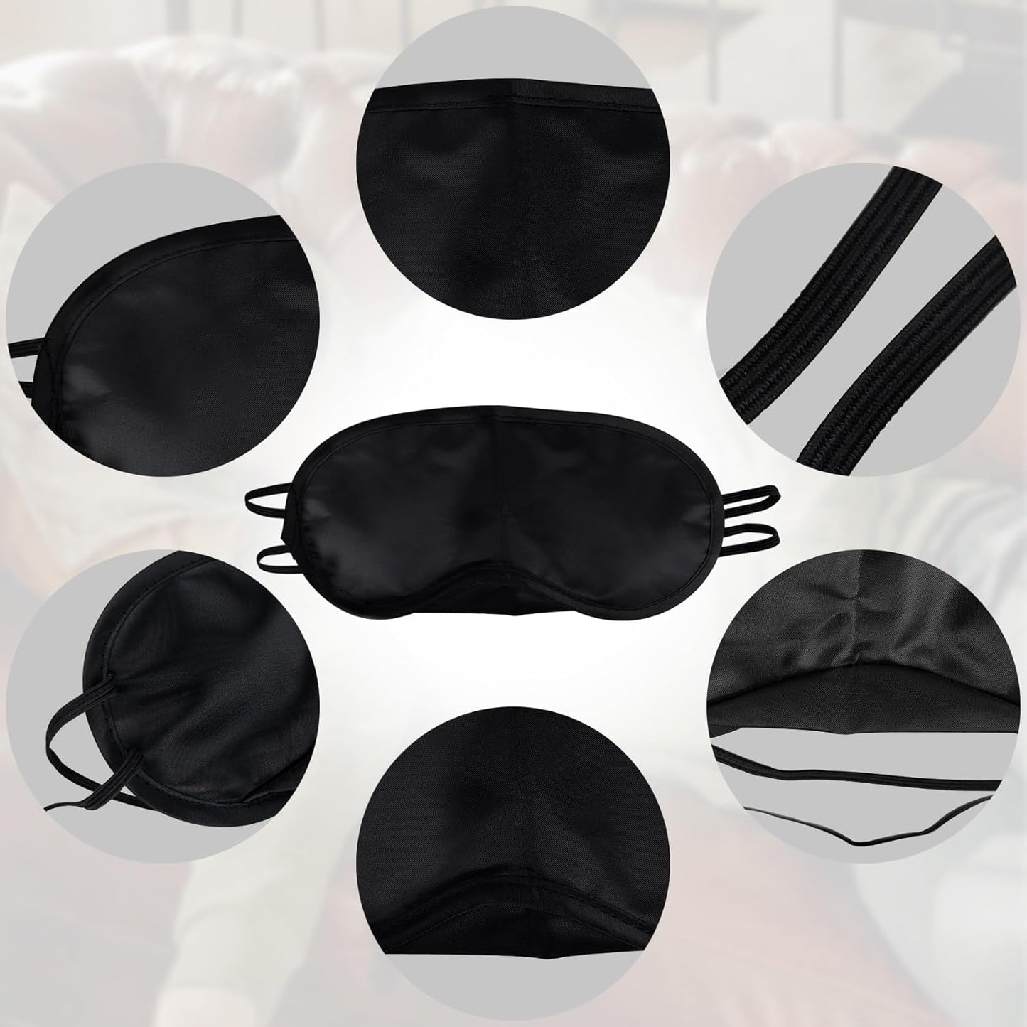 4 Pcs Blindfold, Black Eye Mask, Eye Masks for Sleep, Nose Pad and Adjustable Strap Blindfold, Game Sleeping for Everyone Travel Nap Sleeping
