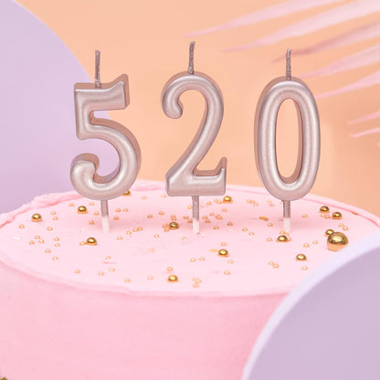 PHD CAKE 10-Pieces Pink Numeral Birthday Candles, Cake Numeral Candles Number 0-9 Glitter Cake Topper Decoration for Birthday,Wedding Anniversary,Party Celebration