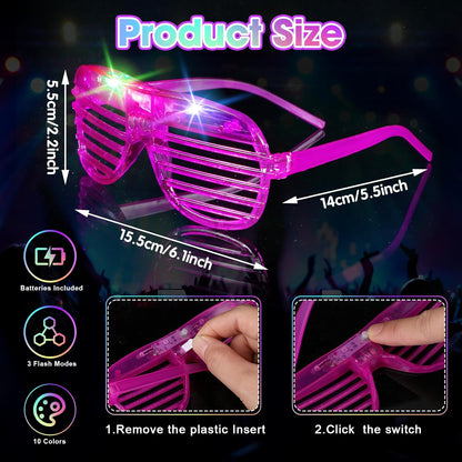 Honoson 96 Pack Glow in the Dark Party Supplies, Light up Glasses LED Bracelets, Neon Favor Flashing Bulk Gift for Adult (Vibrant Color)