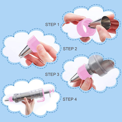 Dessert Decorating Syringe Set, Icing Piping Kit Stainless Steels Cake Decorating Tools 30 Piping Icing Nozzles Cupcake Decorating Kit - Black