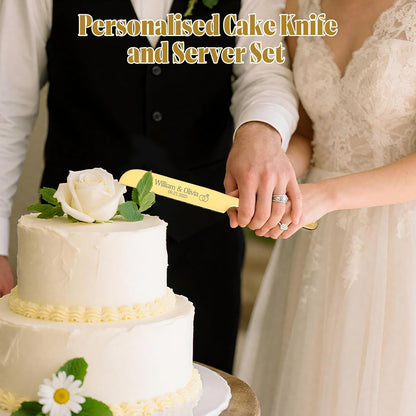 Personalized 4 Piece Cake Cutting Set for Wedding - Custom Cake Knife and Server Set with Forks, Cake Cutter Set Ideal for Wedding Anniversary Bridal Gifts (Silver)