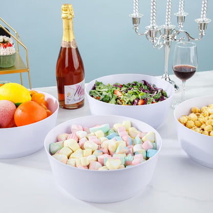 Hioasis 8 Pack Plastic Serving Bowls 128oz Gold Glitter Plastic Bowls Heavy Duty Disposable Serving Bowls for Party Snack & Salad & Candy & Bar Buffet