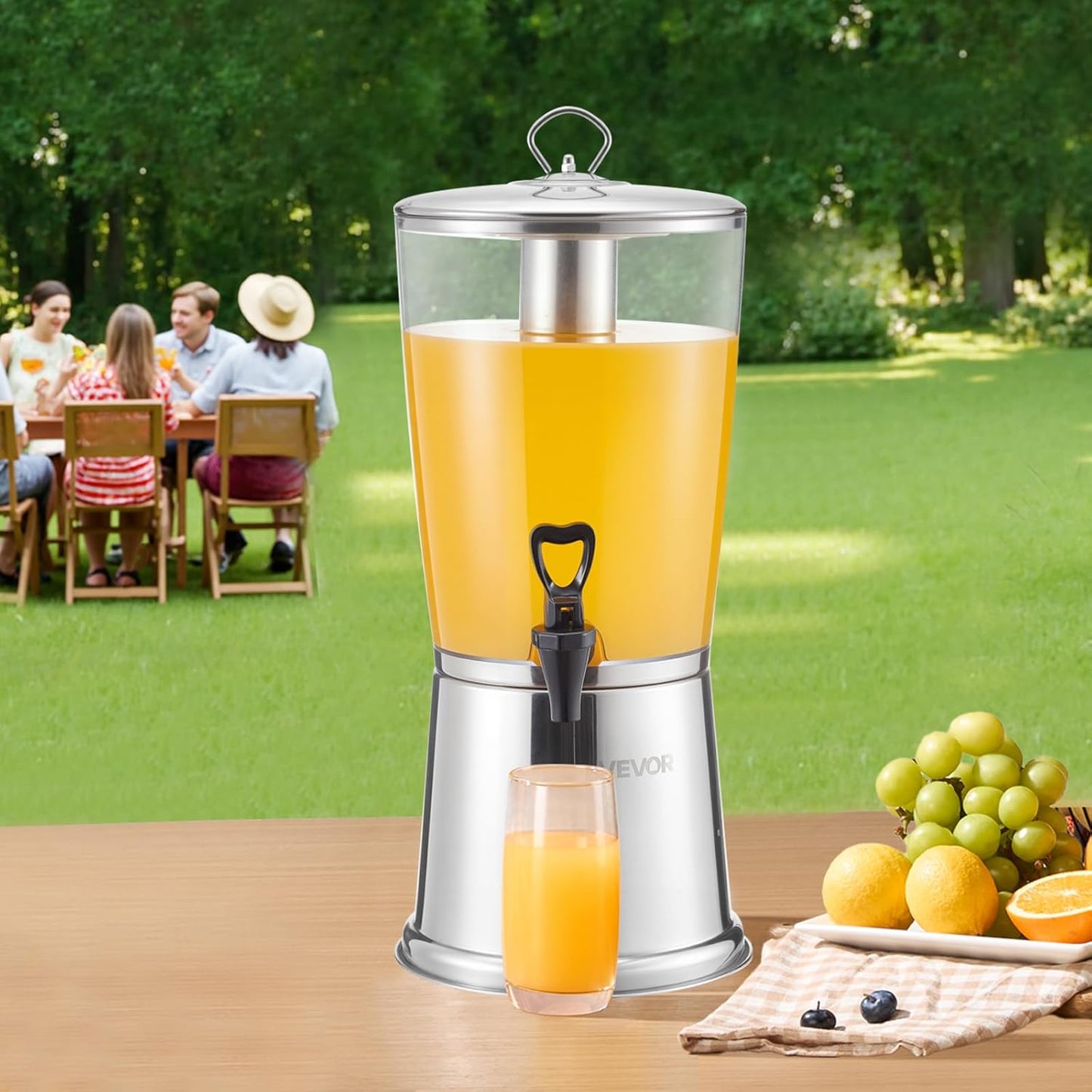 VEVOR Beverage Dispenser, 2.1 Gallon x 2 Drink Dispenser for Parties, Stainless Steel + Plastic Juice Dispensers with Spigot Ice Chamber Tray, Iced Tea Lemonade Dispensers, for Restaurants, Hotels
