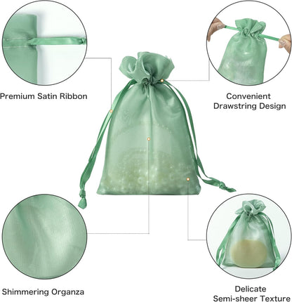 QIANF 20 Pcs Peacock Blue Small Organza Bags 3X4 inch for Wedding Favors with Drawstring, Mini Mesh Gift Bags Jewelry Pouch for Candy Bridal Shower Party Favor Baby Shower Christmas