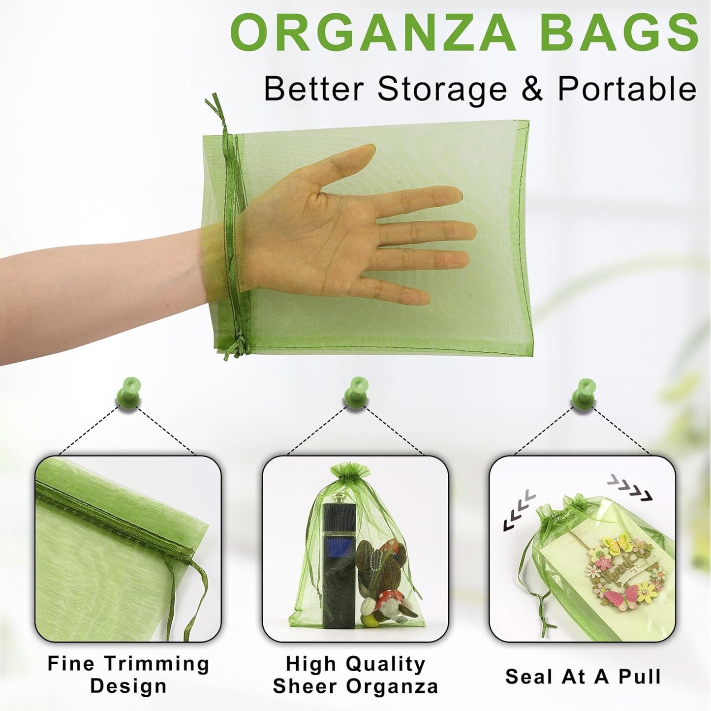 ANZNKU 50PCS Organza Bags 6x9 Large White Gift Bags for Candy Goodie Sachet Jewelry, Mesh Bag Drawstring Sheer Packaging Pouches for Wedding Favors Mother's Day Birthday Party Baby & Bridal Shower