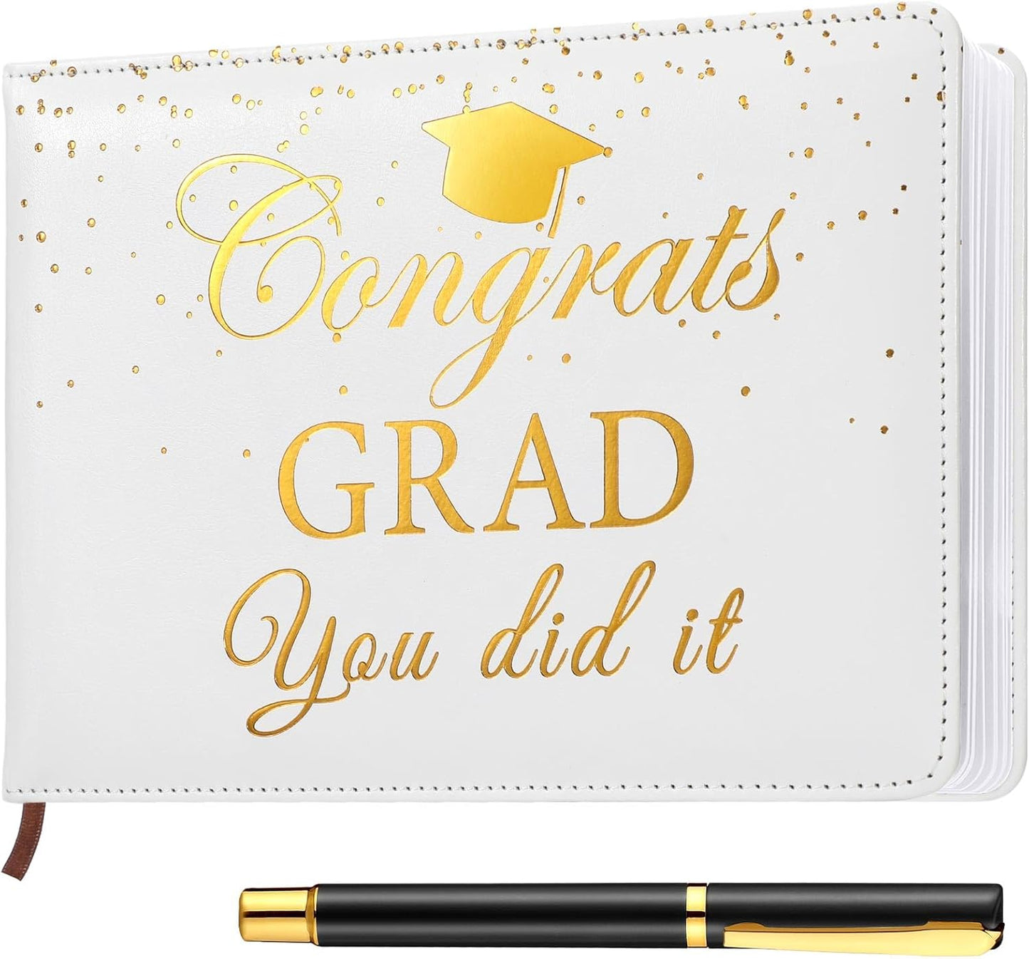 Frienda 2026 Graduation Guest Book Leather Guest Sign in Book with Pen Graduation Party Favors Congratulation Graduates Signature Books(Class of 2026,Black, Gold)