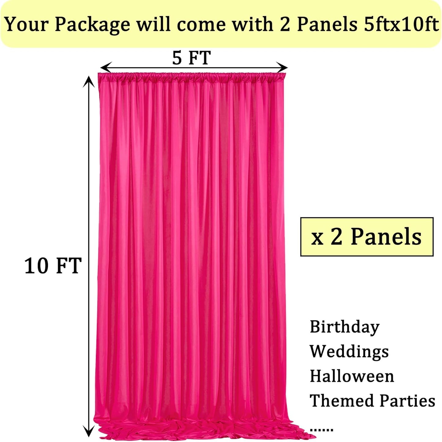 10ftx10ft Black Backdrop Curtains for Weddings Parties, Wrinkle Free 2 Panels Silky Polyester Photo Backdrop Drapes Back Drop Cloth Drapery for Birthday Mother'sDay Photography Background
