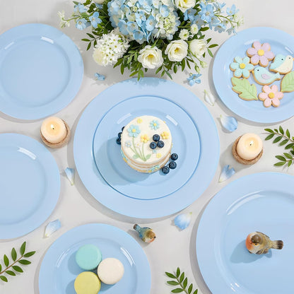FLOWERCAT 60PCS White Plastic Plates - Heavy Duty White Disposable Plates for Mother's Day/Birthday Party/Wedding -serve for 30 guests Include 30PCS 10.25" & 30PCS 7.5" Plates for Party