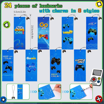 Kolewo4ever 148 Pieces Video Game Theme Stationery Set:100 Pcs Video Game Pencils 24 Pcs Game Pattern Mini Spiral Notepad Memo Pad 24 Pcs Game Metal Charms Bookmarks (Video Game)