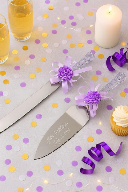 GIFTS INFINITY Personalized Wedding Cake Knife and Server Set with Engraving – Cake Cutting Utensil Set, Keepsake Gift for Wedding, Anniversary, Reception, Birthday & Other Occasions (CH-101WB)