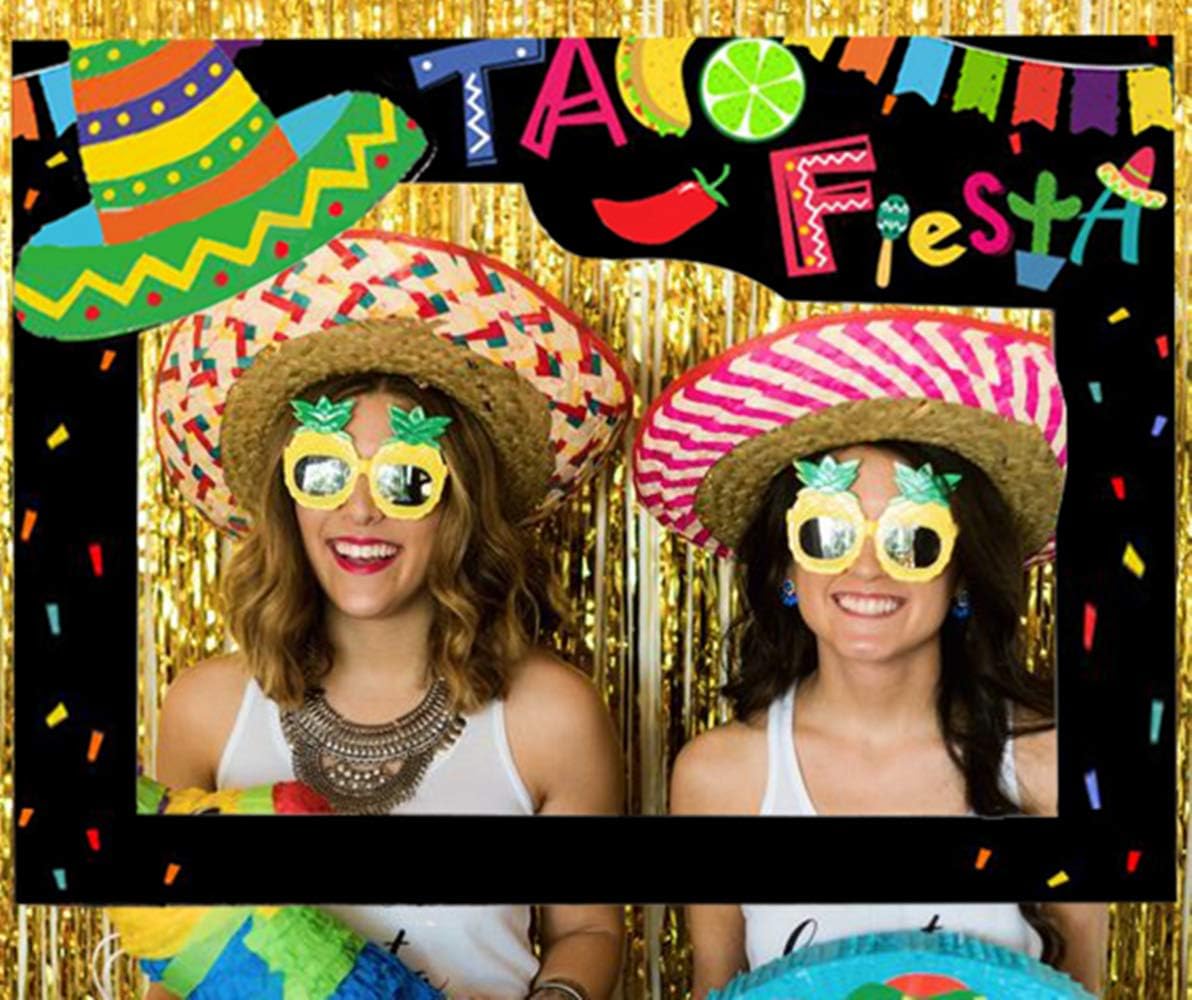 LaVenty Mexican Selfie Frame Props Photo Booth Props Fiesta Decorations Cinco De Mayo Party Decor