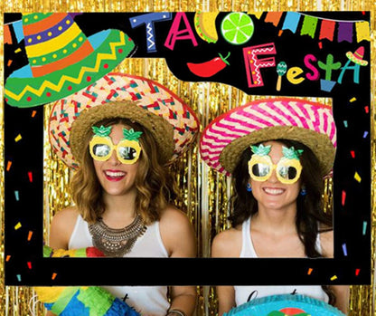 LaVenty Mexican Selfie Frame Props Photo Booth Props Fiesta Decorations Cinco De Mayo Party Decor
