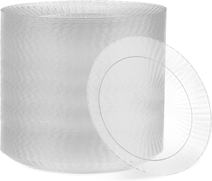 PLASTICPRO 30 Pack Crystal Like Clear Disposable Plastic Plates Dinner Dishes 6 ounce Bowls for Special Occasions Parties