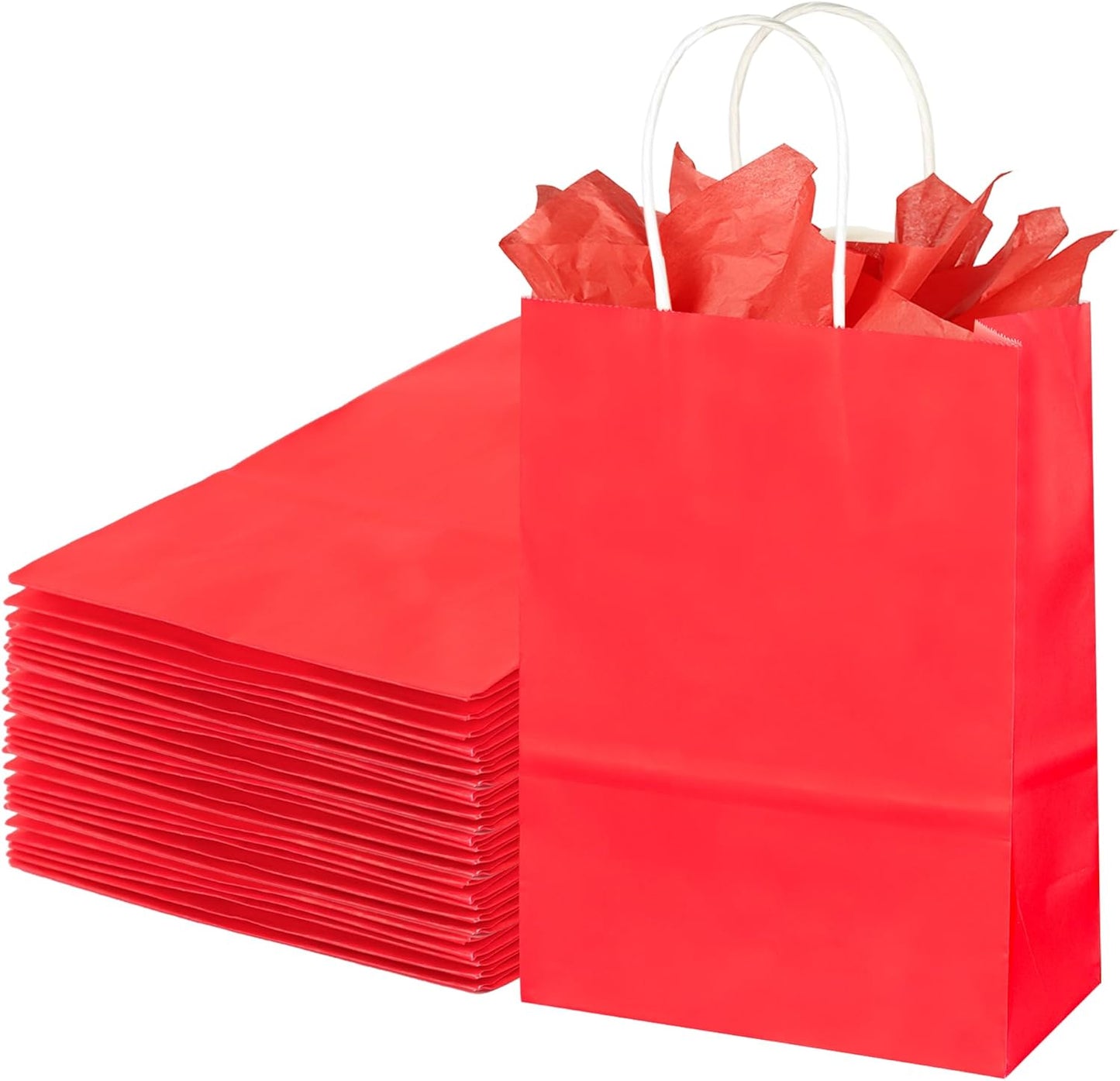 BLEWINDZ 32 Pieces Gift Bags with 32 Tissues, 8 Colors Party Favor Bags with Handles, Rainbow Gift Bag for Wedding, Birthday, Party Supplies and Gifts