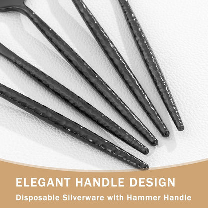 Supernal 360pcs Silver Plastic Cutlery,Elegant Plastic Silverware,Silver Hammed Silverware,Disposable Flatware,Include 120 Forks,120 Knvies,120 Spoons,Perfect for Birthday,Party,Wedding