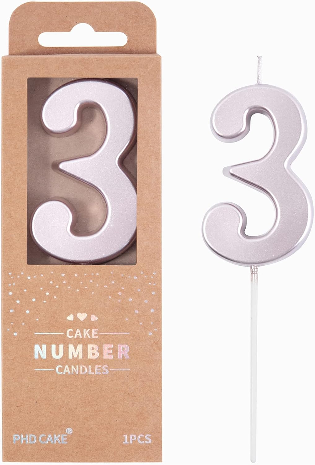 PHD CAKE 2.76 Inch Modern Gold 2 Number Birthday Candles, Gold Number Candles, Cake Number Candles, Party Celebration