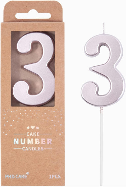 PHD CAKE 2.76 Inch Modern Gold 2 Number Birthday Candles, Gold Number Candles, Cake Number Candles, Party Celebration