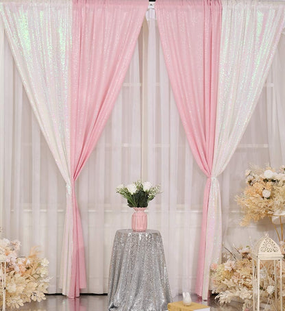 Poise3EHome Black Sequin Backdrop Curtains, 2 Panels 2FTx8FT Glitter Photo Booth Backdrop for Halloween Birthday Bachelorette Wednesday Twilight Party Decorations