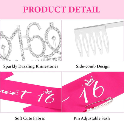 CAVETEE Silver Birthday Crown for Girls Birthday Decorations Birthday Gifts for Women and Girls