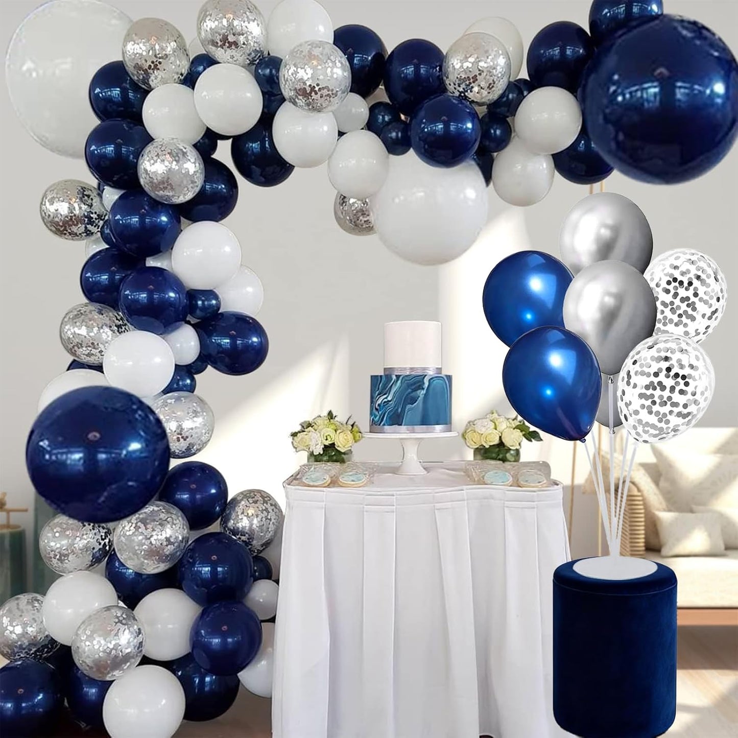 6 Set Balloon Stand Kit for Table Centerpieces With Balloon and Base Party Decorations for Birthday Wedding Retirement Graduation Baby Shower (Black Gold)