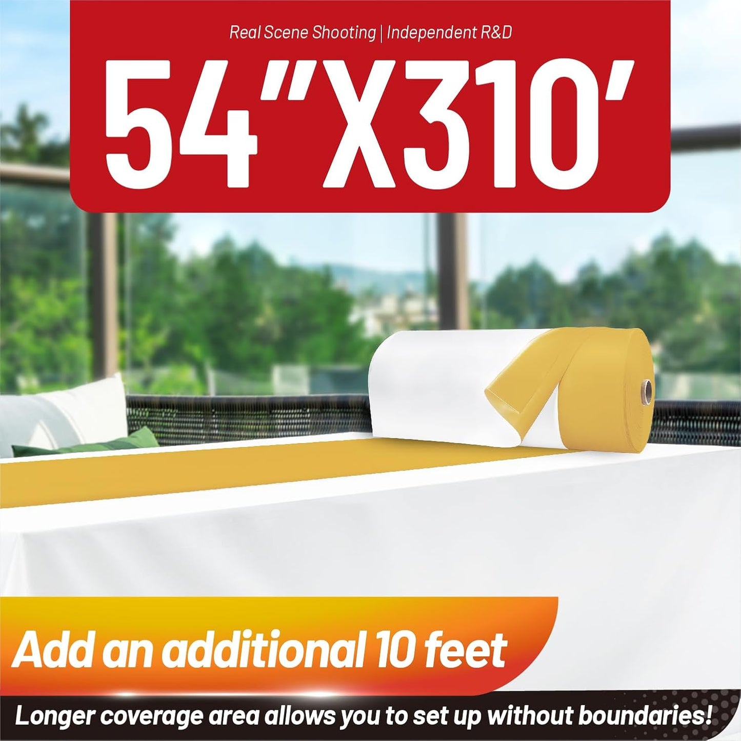 Plastic Table Cloth, 310 Ft X 54 in Disposable Tablecloth White Plastic Tablecloth with Any Cut Sliding Cutters Premium Table Cover Roll for Picnics, Parties, Birthdays, Weddings