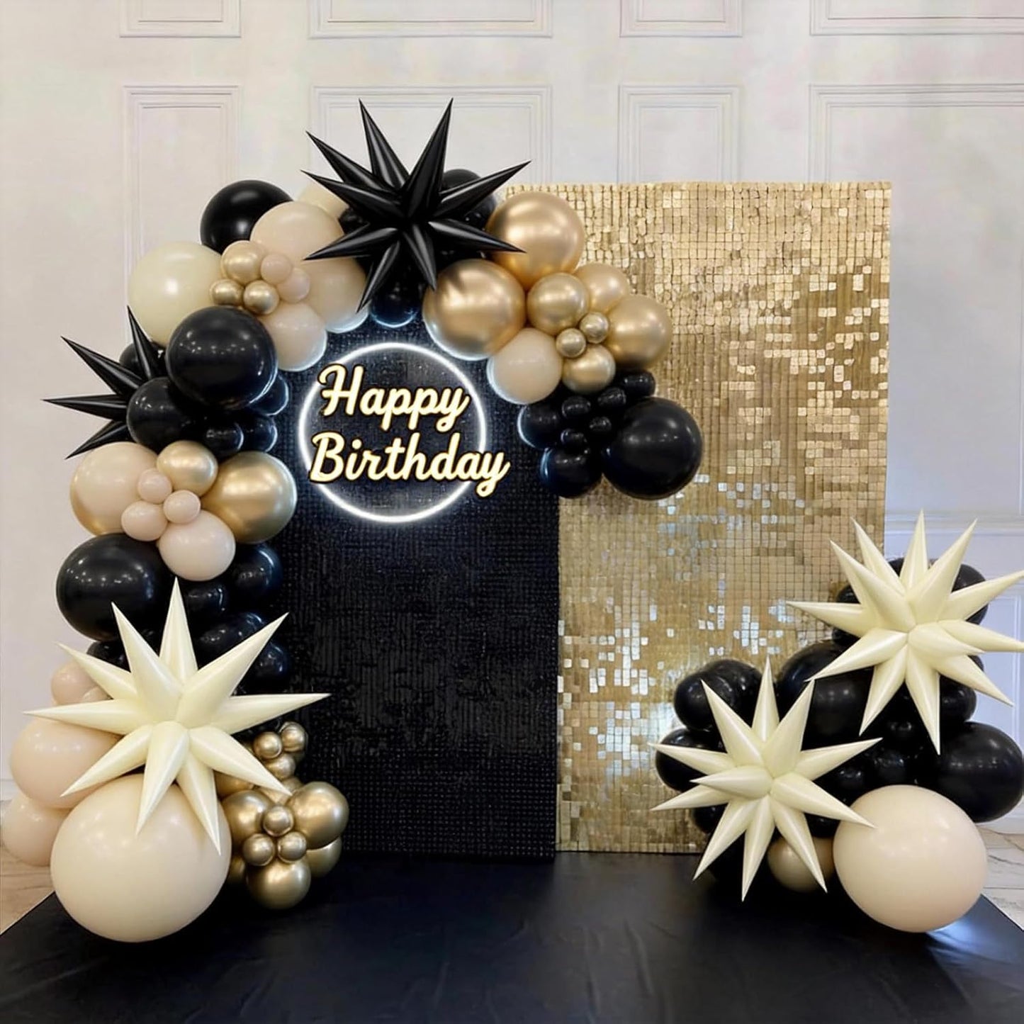 Black White Bow Balloons, 50 Pcs Pearl White Dot Printed Balloons with Black Bow and Cream Heart foil Balloon for Alternative Birthday Party Baby Shower Wedding Bachelorette Party Decorations