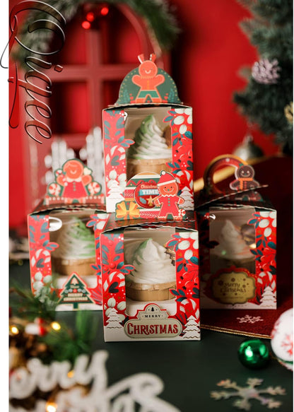 qiqee 60pcs Cupcake Boxes Individual Disposable White Single Box with Window 3.6 * 3.6 * 4.3inch Cupcake Containers/Holders