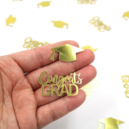 200PC Gold Graduation Confetti Class of 2026 Congrats Grad Confetti for Table Grad Cap Scatters for Graduation party decorations 2026