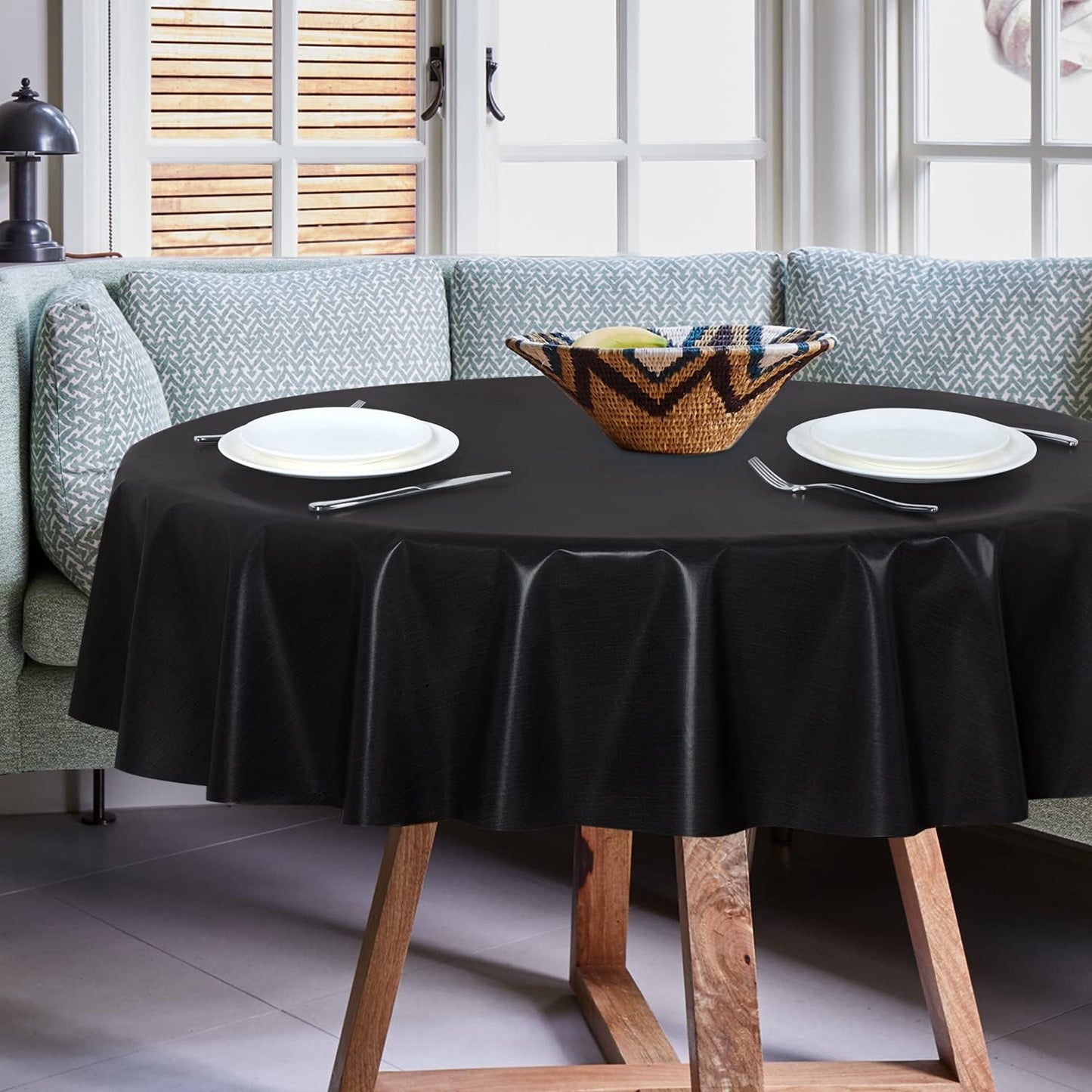 sancua Clear Plastic 100% Waterproof Tablecloth - 54 x 78 Inch - Vinyl PVC Rectangle Table Cloth Protector Oil Spill Proof Wipe Clean Table Cover for Dining Tables, Parties & Camping, Crystal Clear