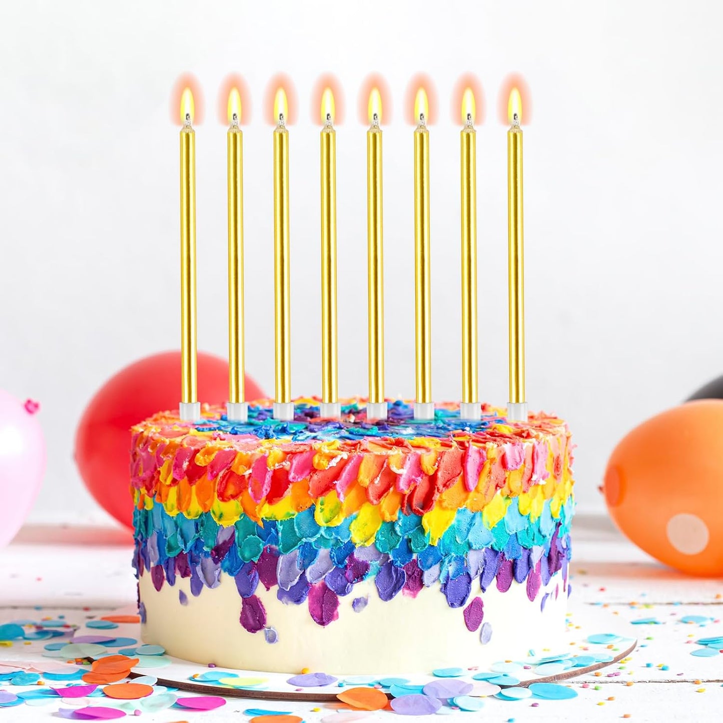 BEAN LIEVE 30-Count Champagne Gold Long Thin Metallic Birthday Candles, Cake Candles, Birthday Parties, Wedding Decorations, Party Candles, Cake Decorations