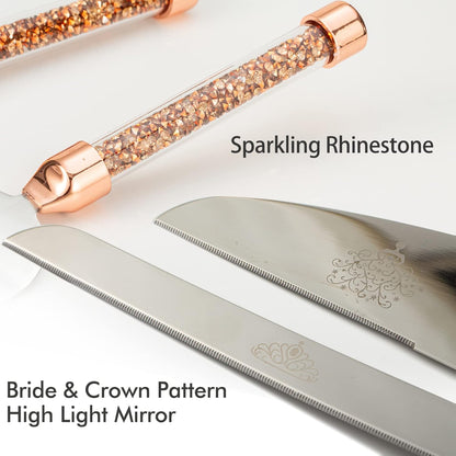 Wedding Cake Knife and Server Set, Wedding Cake Cutting Set with Mr and Champagne Flutes Glasses for Bride and Groom Gifts for Couples