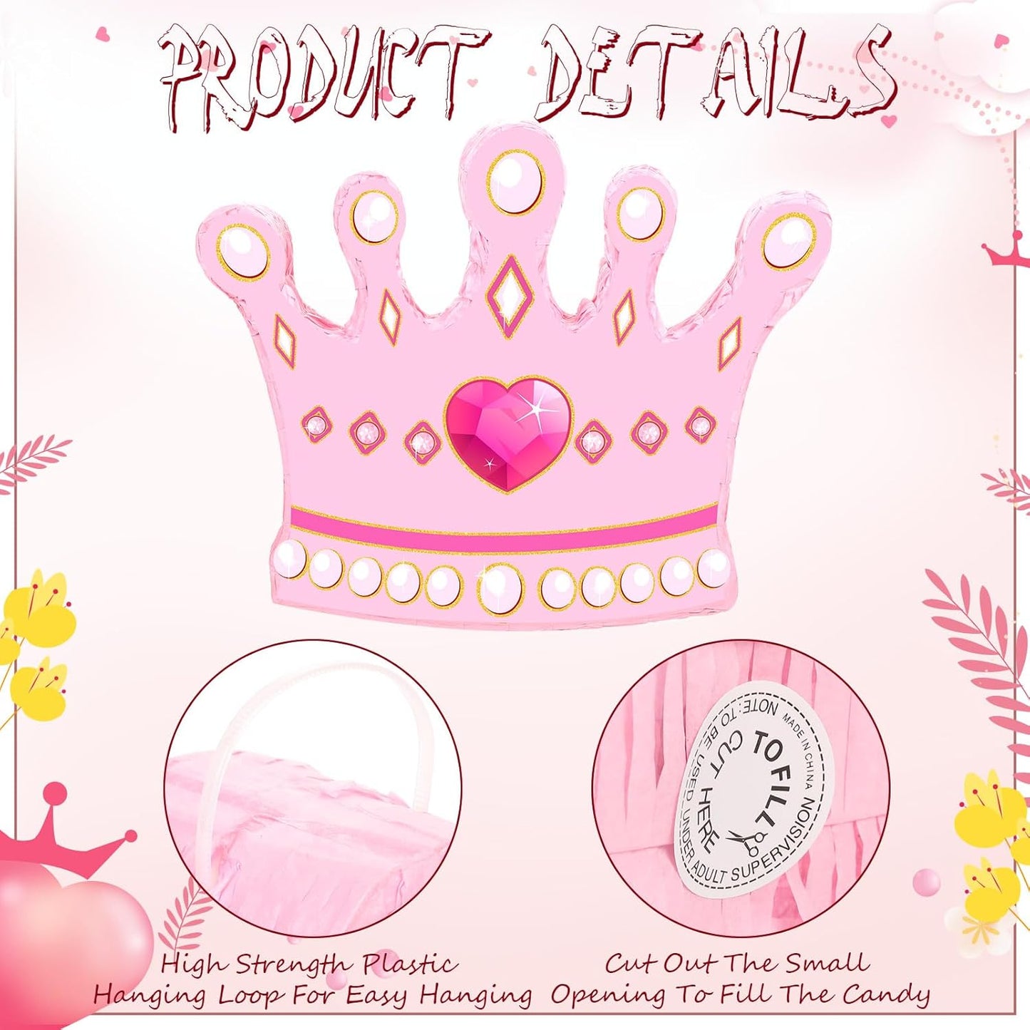 Threan Princess Piñata Fairy Party Decorations Pink Ballet Piñata Ballerina, Birthday Game Set Party Supplies for Girl Princess Theme Baby Shower Butterfly Birthday Supplies Decoration(Fairy)