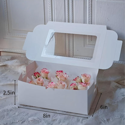 8x6x2.5In 20pcs White Cookie Boxes with Window, Pastry Boxes for Gift Giving, Treat Boxes for Bread, Donuts, Valentine's Day, Women's Day, Mother's Day, Christmas, and Holiday Gatherings.