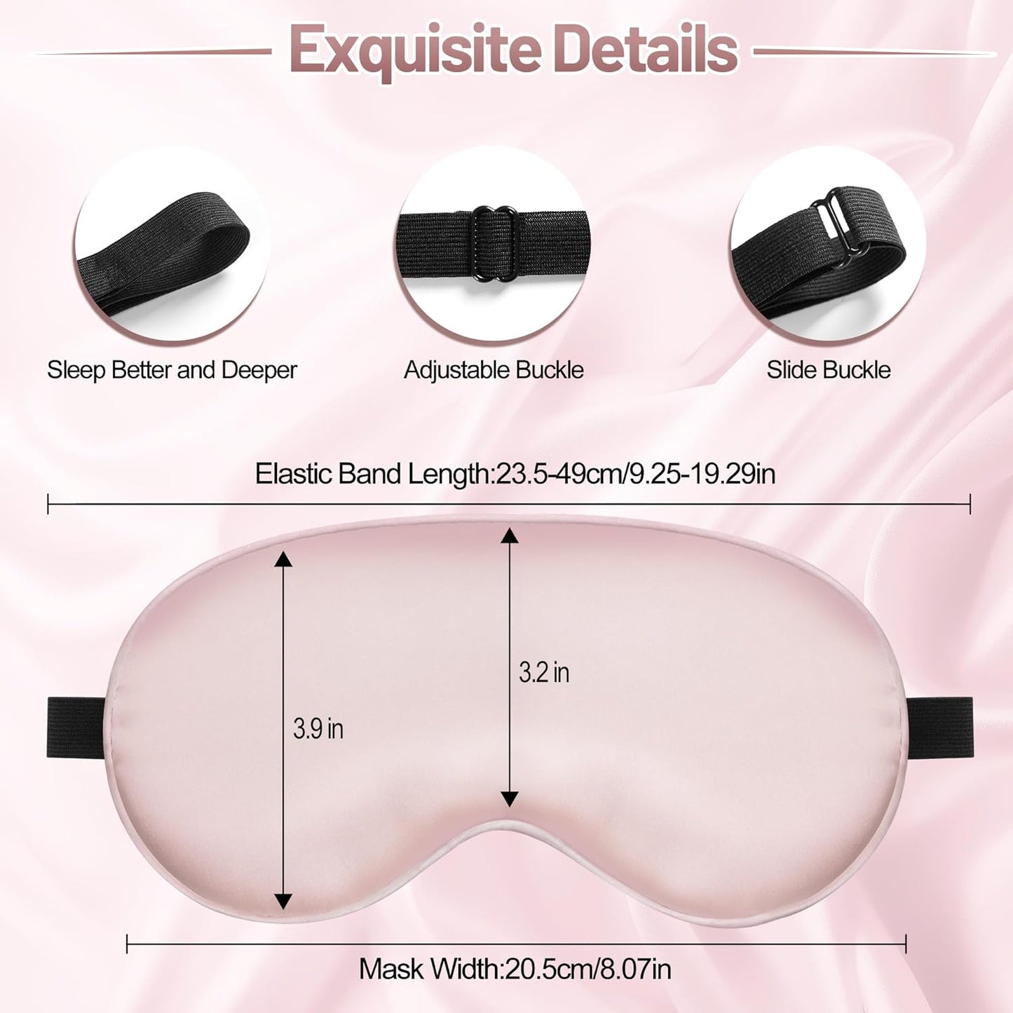 Silk Eye Mask with Adjustable Strap, Satin Blackout Sleeping Mask for Men&Women, Comfortable Blindfold Eyeshade for Night Sleep(Blue)