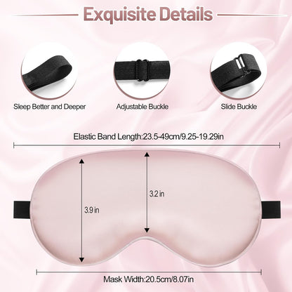 Silk Eye Mask with Adjustable Strap, Satin Blackout Sleeping Mask for Men&Women, Comfortable Blindfold Eyeshade for Night Sleep(Blue)
