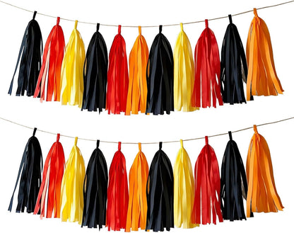 Tassel Garland Tissue Paper Tassel Banner,Tassels Party Decorations for Wedding,Birthday,Bridal/Baby Shower,Pack of 15 (Burgundy/Black/Silver)