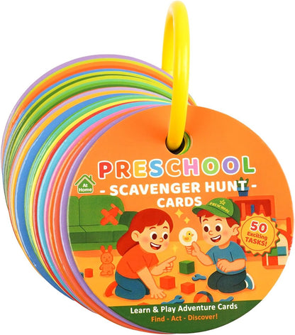 Home Scavenger Hunt Cards: 50 Toddler Indoor Find & Learn Activities | Fun Educational Games for 3-5 Year Olds | Preschool Boys & Girls Early Development (Indoor)