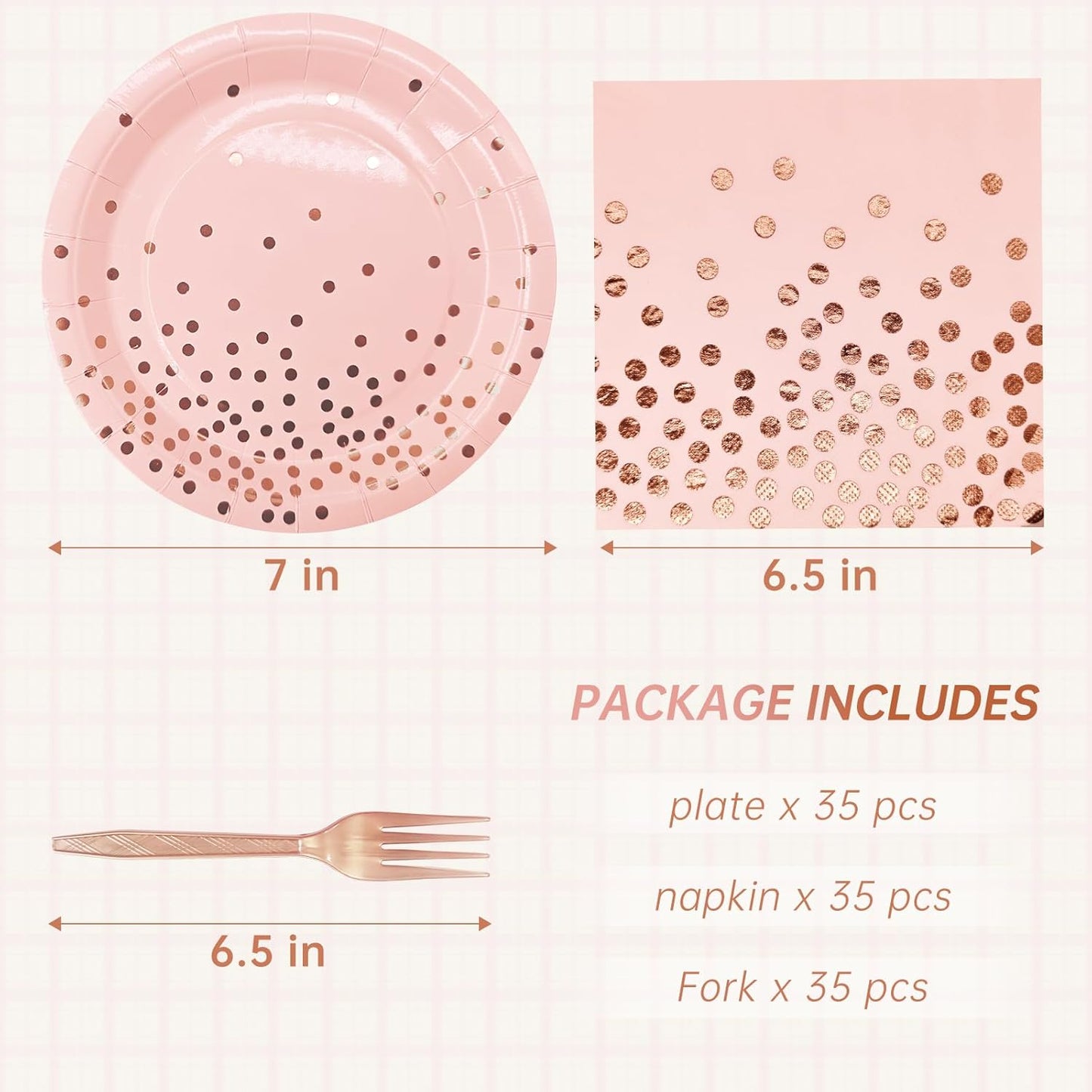 White and Gold Paper Plates Napkins Party Supplies,Disposable Gold Dot Paper Dessert Plates,105 PCS Birthday Plates and Napkins Party Supplies for Wedding(Serves 35 Guests 7")