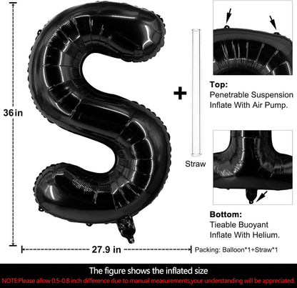 Lovoir 40 Inch Large Black Letter A Balloons Big Size Jumbo Mylar Foil Helium Balloon for Birthday Party Celebration Decorations Alphabet Black A